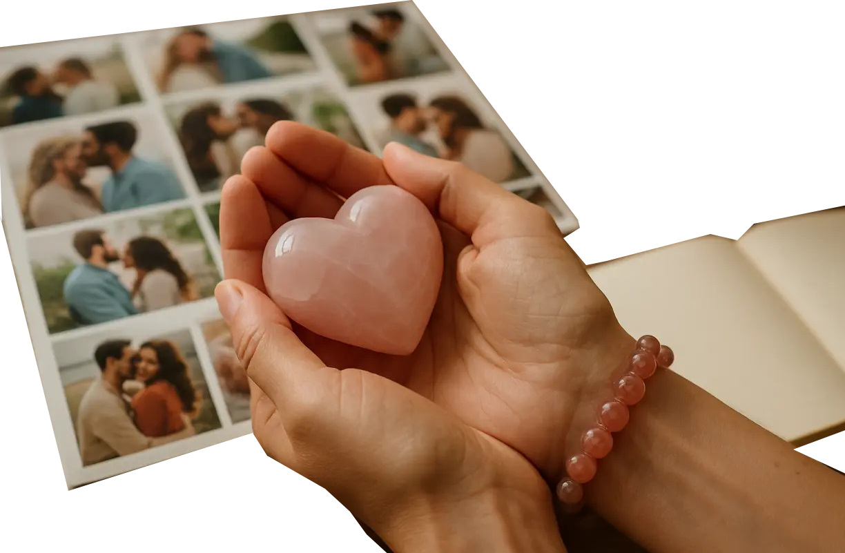 Love ritual with two hands united by ancestral energy and candlelight