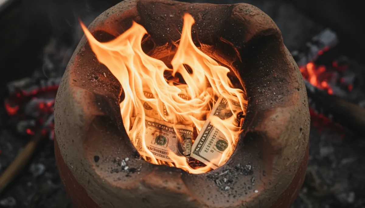 Wealth ritual with traditional spiritual objects for financial prosperity
